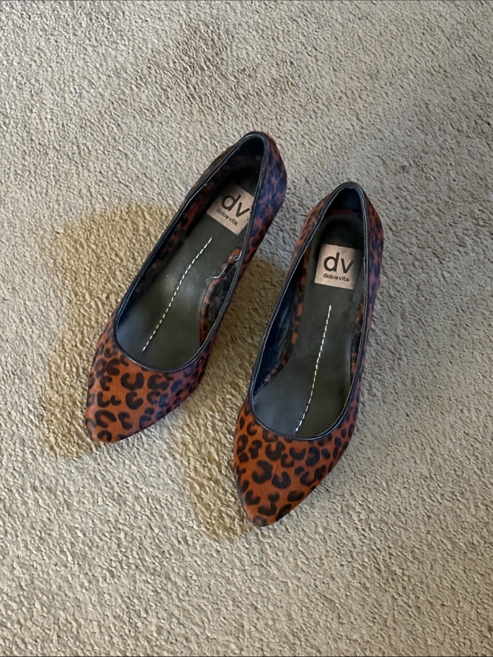 Dolce Vita Leopard Print Pointed Toe Pumps - Brown/Black